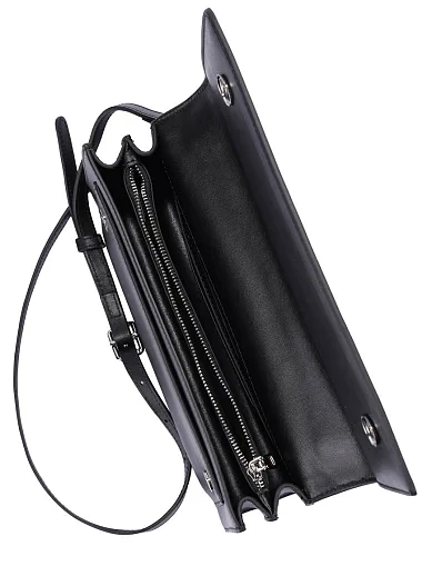 Женская сумка через плечо кожаная черная - фото 6 - Miraton