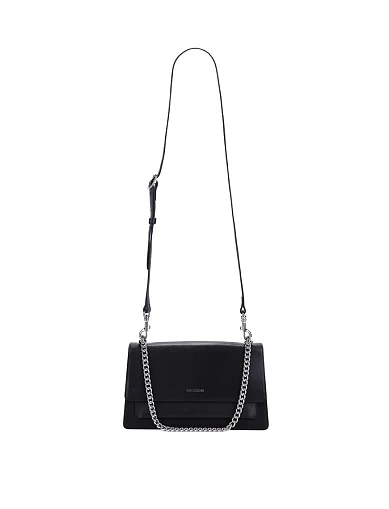 Женская сумка через плечо кожаная черная - фото 7 - Miraton