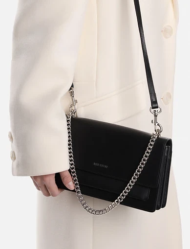 Женская сумка через плечо кожаная черная - фото 8 - Miraton