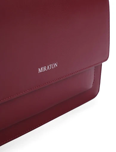 Женская сумка через плечо кожаная бордовая - фото 5 - Miraton