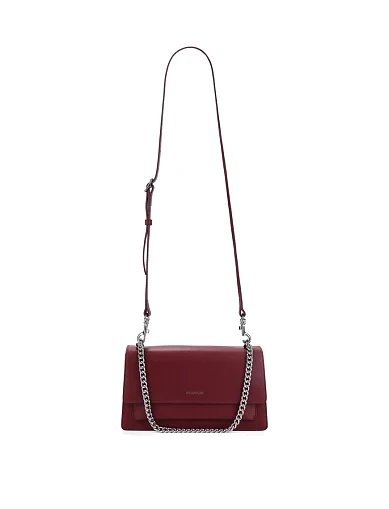 Женская сумка через плечо кожаная бордовая - фото 7 - Miraton