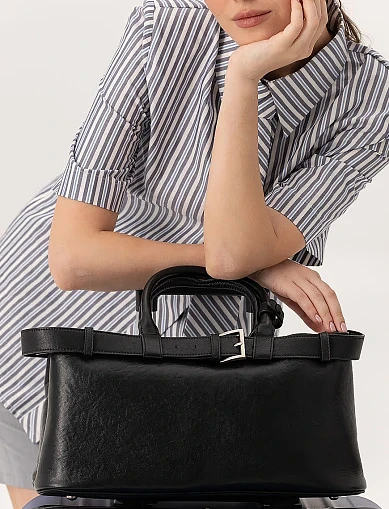 Жіноча сумка шкіряна чорна(5563-1) - фото 2 - Miraton