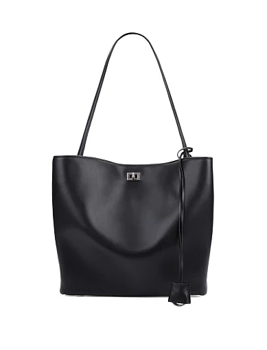 Женская сумка шоппер кожаная черная - фото 1 - Miraton