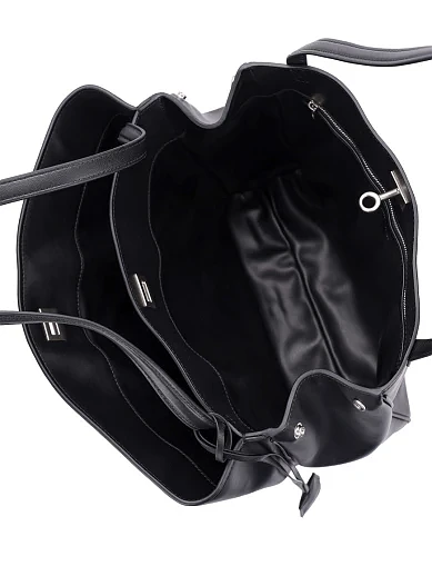 Женская сумка шоппер кожаная черная - фото 6 - Miraton