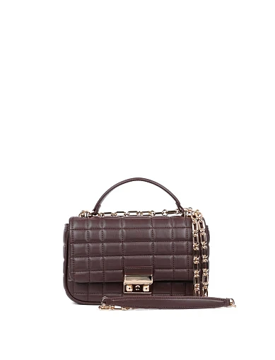 Женская сумка кросс-боди кожаная коричневая - фото 1 - Miraton