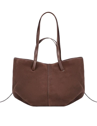 Жіноча сумка тоут замшева бежева(98012-2 FW25-26) - фото 1 - Miraton