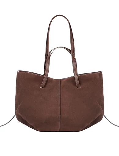 Жіноча сумка тоут замшева бежева(98012-2 FW25-26) - фото 4 - Miraton