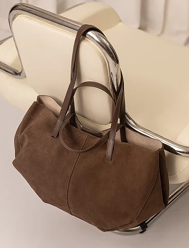 Жіноча сумка тоут замшева бежева(98012-2 FW25-26) - фото 7 - Miraton