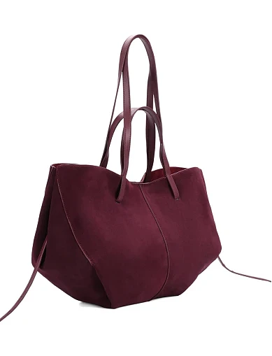 Женская сумка тоут замшевая бордовая - фото 3 - Miraton