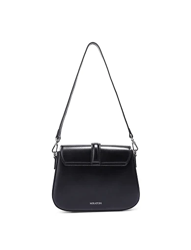 Женская сумка кросс-боди кожаная черная - фото 3 - Miraton