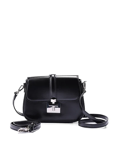 Женская сумка кросс-боди кожаная черная - фото 6 - Miraton