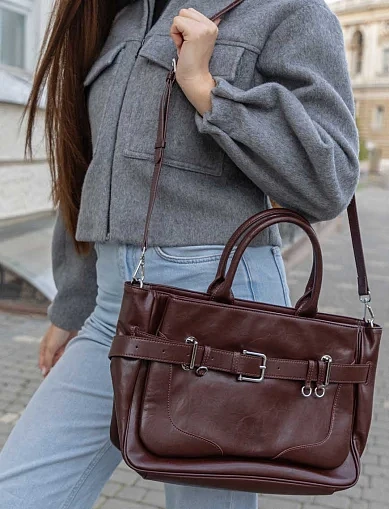 Жіноча сумка шкіряна бордова(25007-2) - фото 2 - Miraton