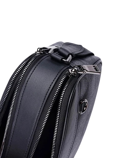 Мужская сумка кросс-боди кожаная черная - фото 5 - Miraton