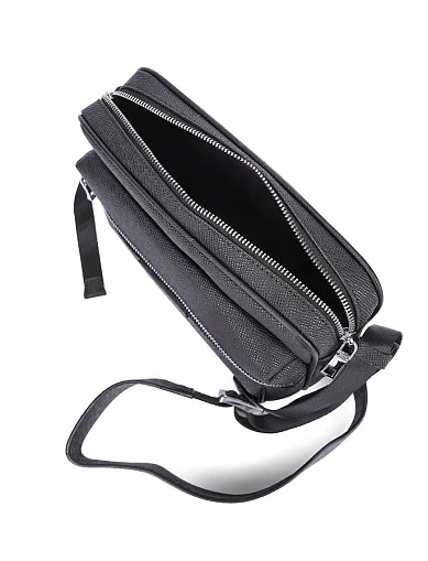 Мужская сумка кросс-боди кожаная синяя - фото 6 - Miraton