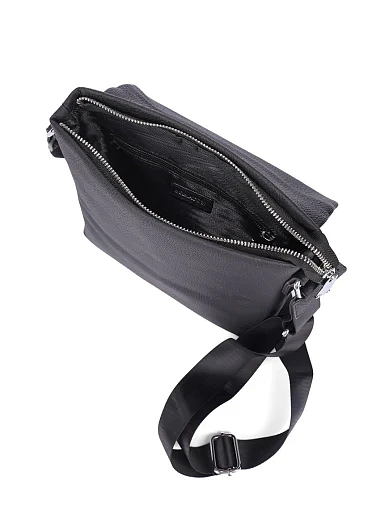 Мужская сумка мессенджер кожаная черная - фото 5 - Miraton