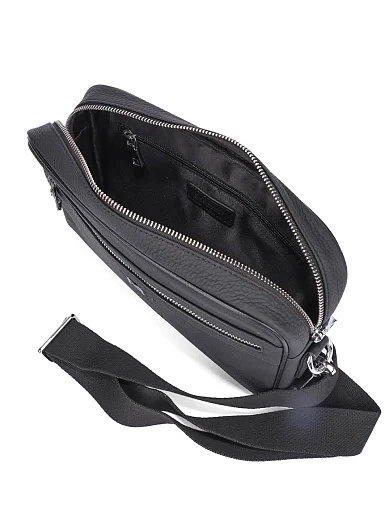 Чоловіча сумка крос-боді шкіряна чорна (88180-1) - фото 5 - Miraton