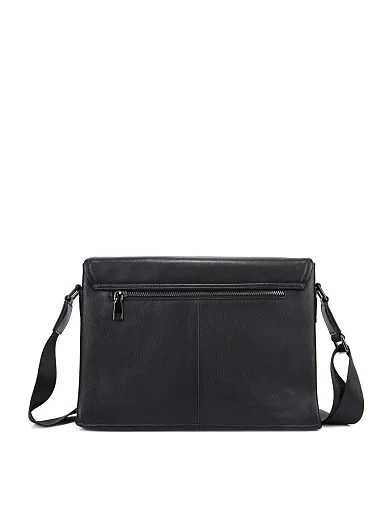 Чоловіча сумка месенджер шкіряна чорна (1610-4) - фото 3 - Miraton