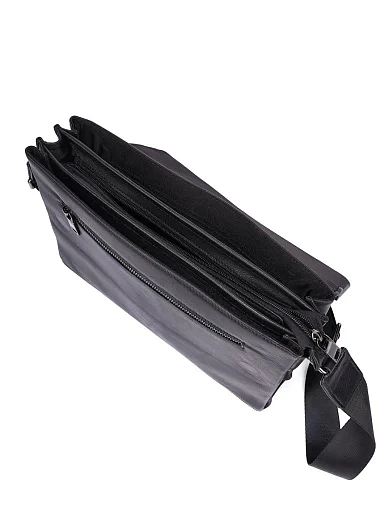 Чоловіча сумка месенджер шкіряна чорна (1610-4) - фото 6 - Miraton