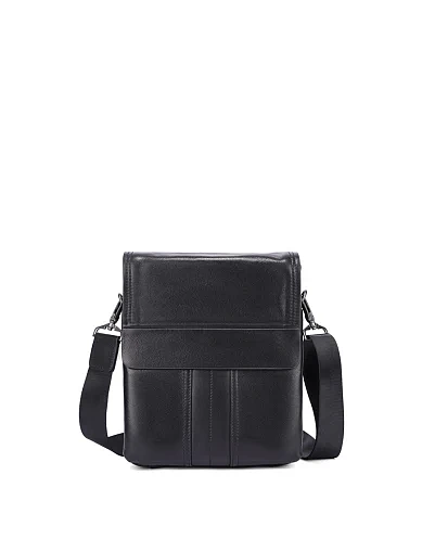 Чоловіча сумка месенджер шкіряна чорна (313-1) - фото 1 - Miraton