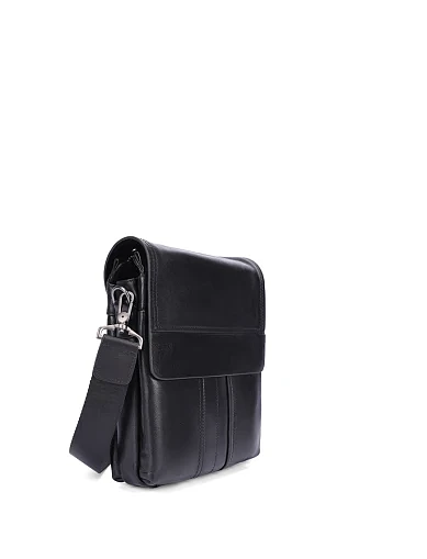 Чоловіча сумка месенджер шкіряна чорна (313-1) - фото 2 - Miraton