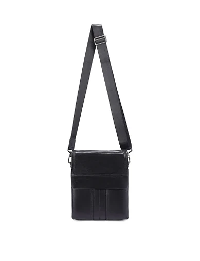 Чоловіча сумка месенджер шкіряна чорна (313-1) - фото 6 - Miraton