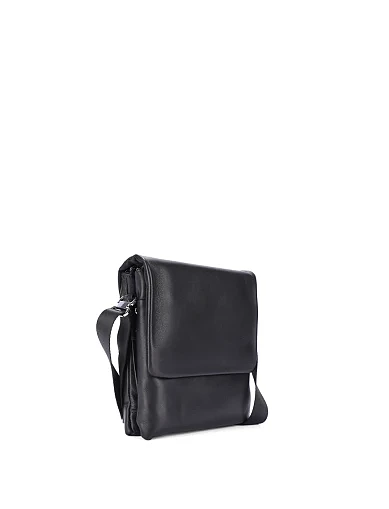 Чоловіча сумка месенджер шкіряна чорна (2165) - фото 2 - Miraton