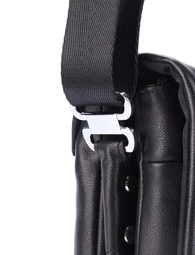 Чоловіча сумка месенджер шкіряна чорна (2165) - фото 5 - Miraton