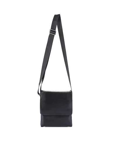 Чоловіча сумка месенджер шкіряна чорна (2165) - фото 6 - Miraton