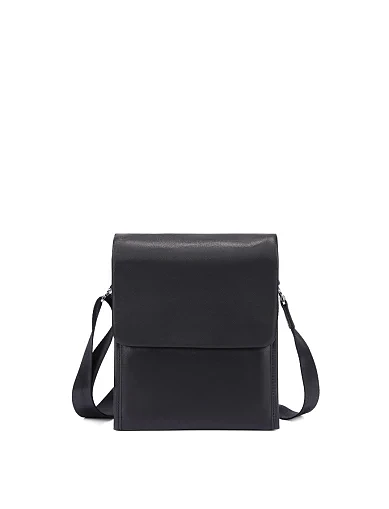 Мужская сумка мессенджер кожаная черная - фото 1 - Miraton