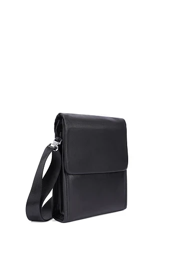 Мужская сумка мессенджер кожаная черная - фото 2 - Miraton