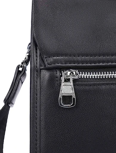 Мужская сумка мессенджер кожаная черная - фото 4 - Miraton