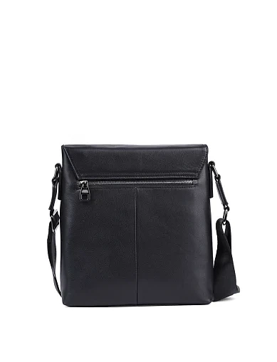 Чоловіча сумка месенджер шкіряна чорна (2151-1) - фото 3 - Miraton