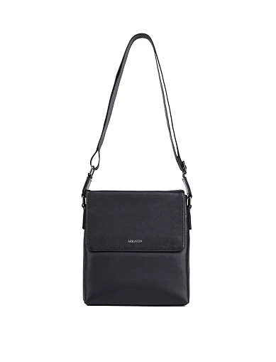 Чоловіча сумка месенджер шкіряна чорна (2151-1) - фото 5 - Miraton