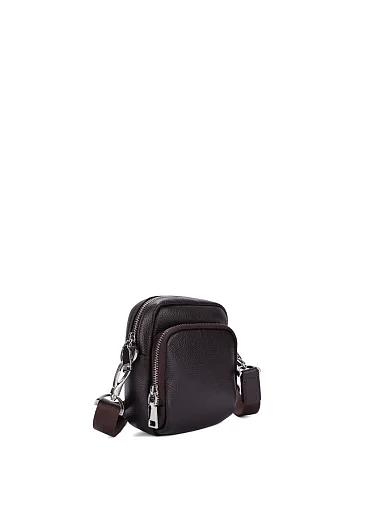 Чоловіча сумка крос-боді шкіряна коричнева (805-L) - фото 2 - Miraton