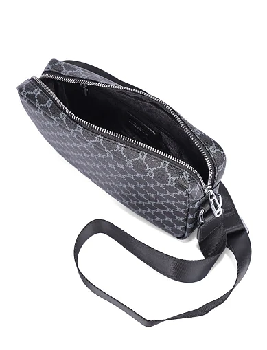 Чоловіча сумка через плече з екошкіри чорна (02030-3) - фото 6 - Miraton