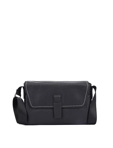 Чоловіча сумка крос-боді шкіряна чорна (88357-2) - фото 1 - Miraton