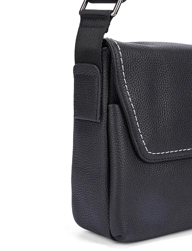 Чоловіча сумка крос-боді шкіряна чорна (88357-2) - фото 4 - Miraton