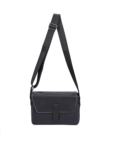 Чоловіча сумка крос-боді шкіряна чорна (88357-2) - фото 6 - Miraton