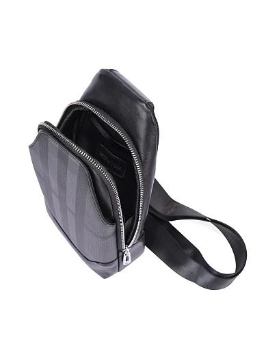 Чоловіча сумка шкіряна чорно-синя (88955) - фото 5 - Miraton