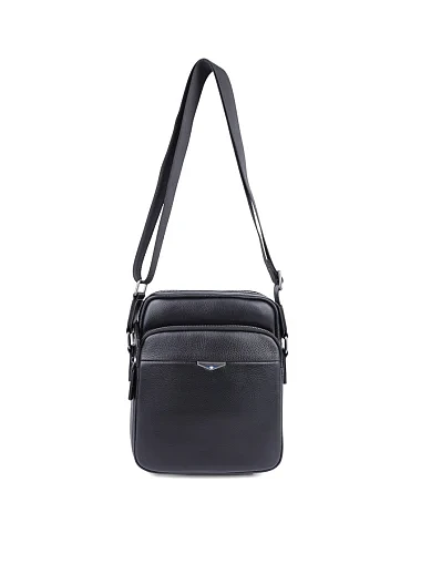 Мужская сумка через плечо кожаная черная - фото 1 - Miraton