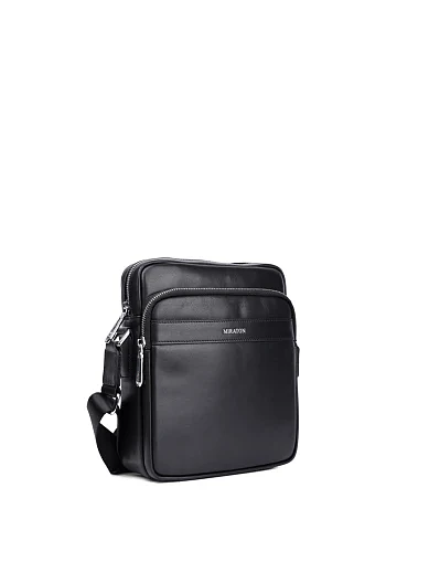 Чоловіча сумка месенджер шкіряна чорна (140) - фото 2 - Miraton
