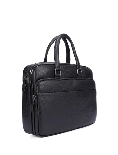 Мужской портфель кожаный черный - фото 2 - Miraton