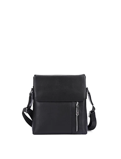 Мужская сумка мессенджер кожаная черная - фото 1 - Miraton