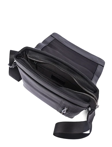 Мужская сумка мессенджер кожаная черная - фото 5 - Miraton