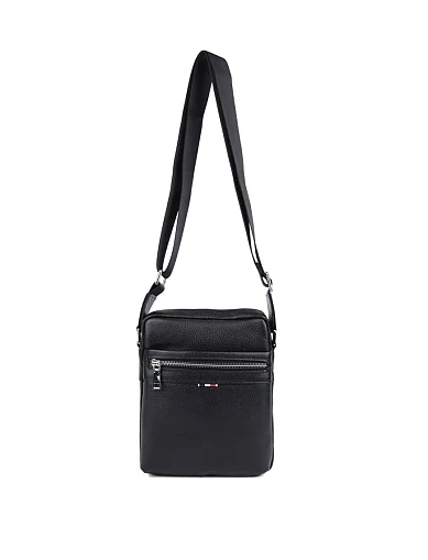 Мужская сумка мессенджер кожаная черная - фото 1 - Miraton