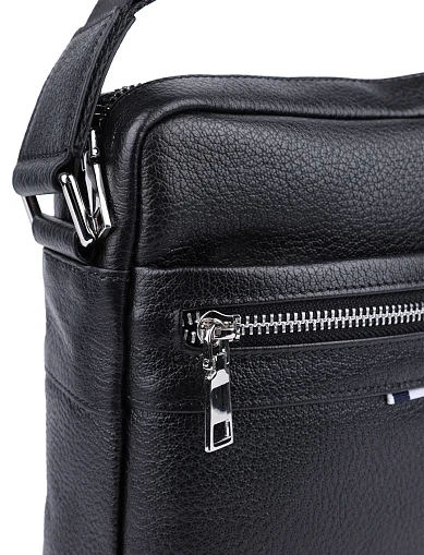 Мужская сумка мессенджер кожаная черная - фото 4 - Miraton