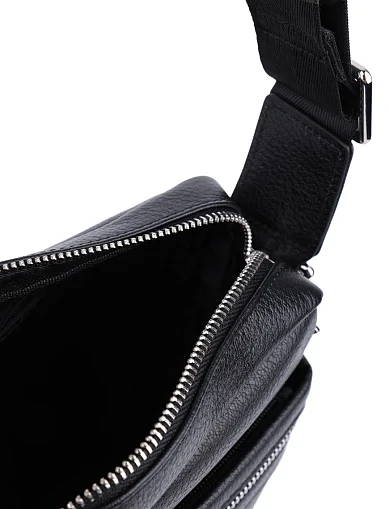 Мужская сумка мессенджер кожаная черная - фото 5 - Miraton