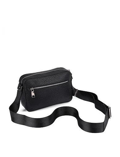 Чоловічий месенджер шкіряний чорний (8885) - фото 6 - Miraton