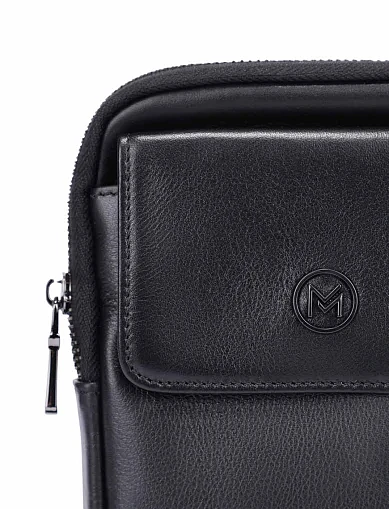 Чоловіча сумка крос-боді шкіряна чорна (YD1039) - фото 4 - Miraton