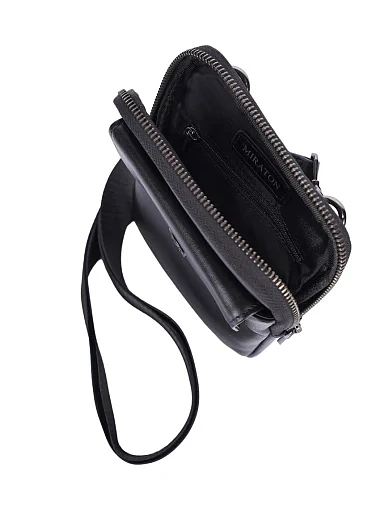 Чоловіча сумка крос-боді шкіряна чорна (YD1039) - фото 5 - Miraton